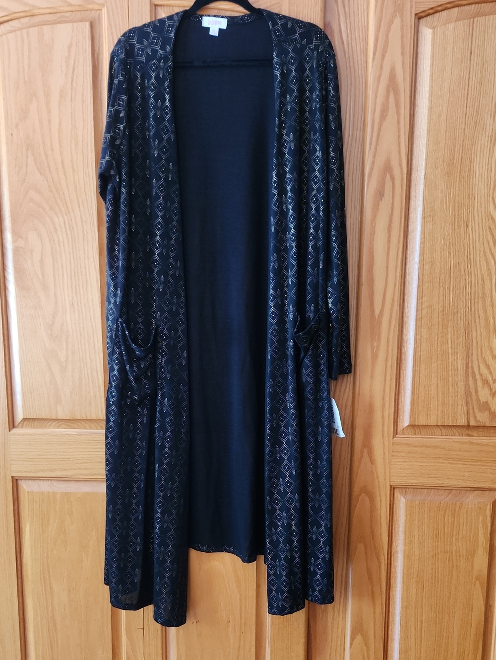 LuLaRoe Black Top with Gold Metallic Stitching - XL